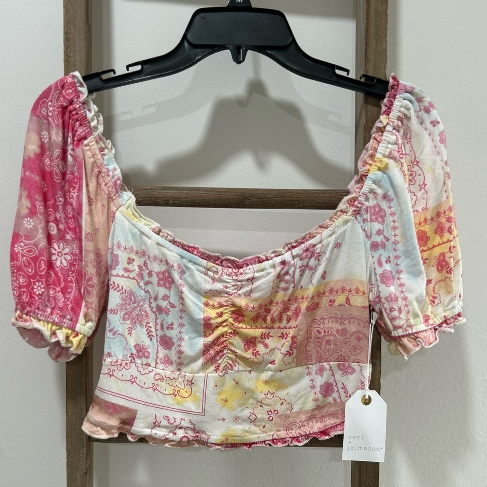 Coco + Jaimeson Women’s Boho Crop Top Size Large NWT